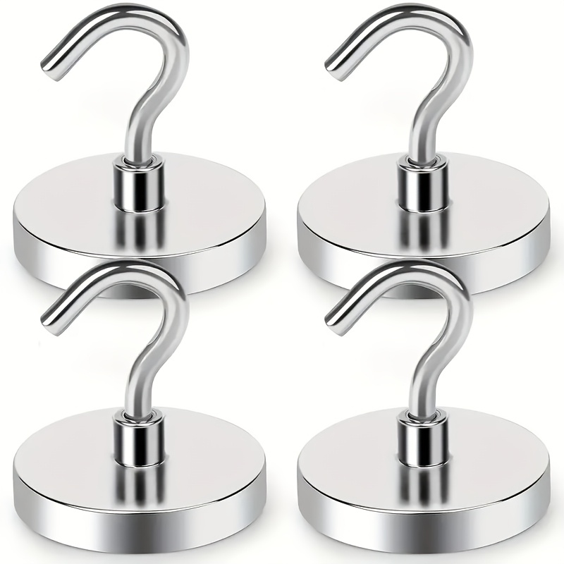 TEMU 4pcs Heavy Duty Magnetic Hooks, 100lbs Capacity - Rust Resistant Metal For Cruise Cabins, & Outdoor Use