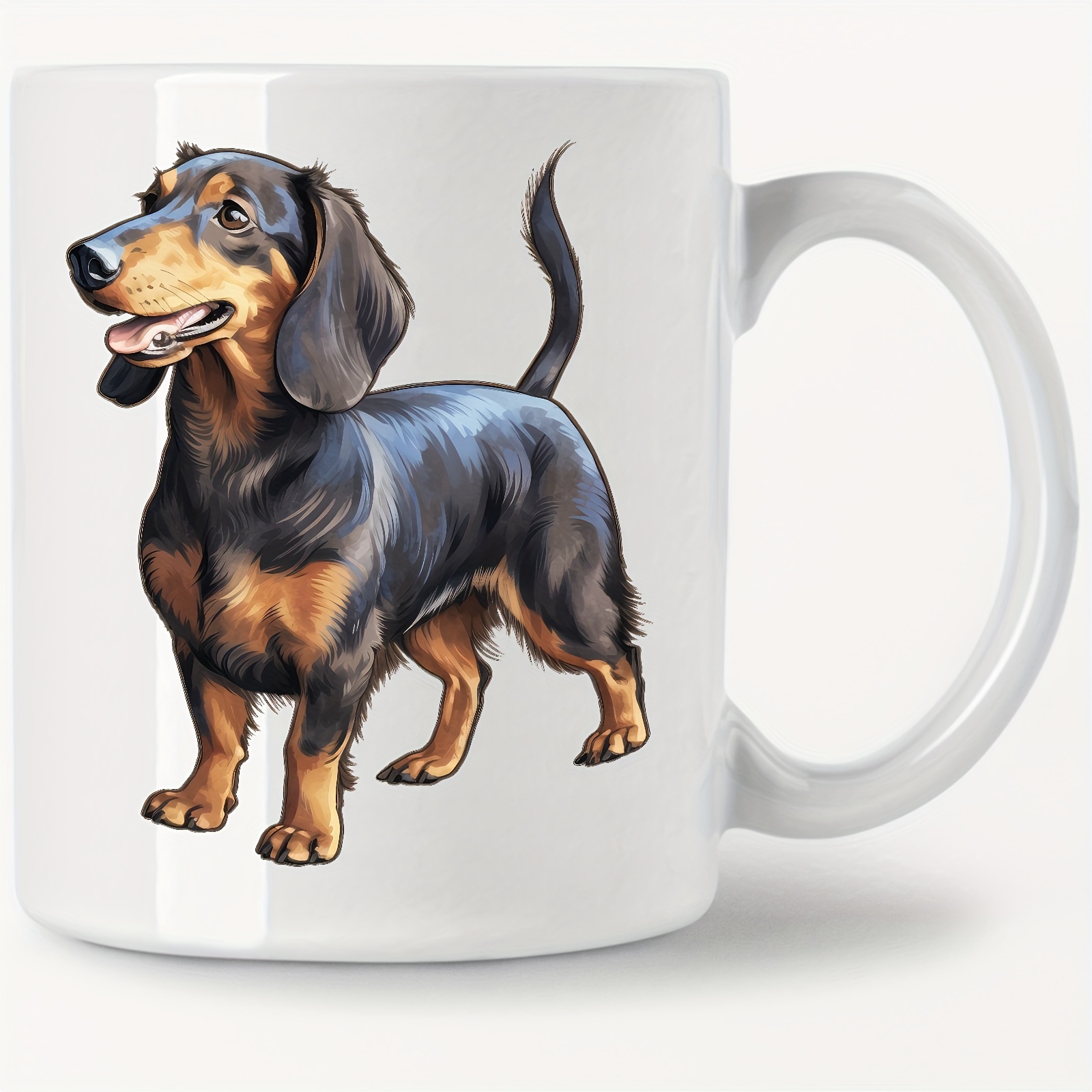

1pc 11oz/330ml Mug For Cafe, Coffee Mug, 15 Black And Tan Dachshund Watercolor Clipart, Gift For Friends, Sisters, Colleagues, Family, Coffee Drinker, Owner, Ceramic Cup, Holiday Gift, For Office