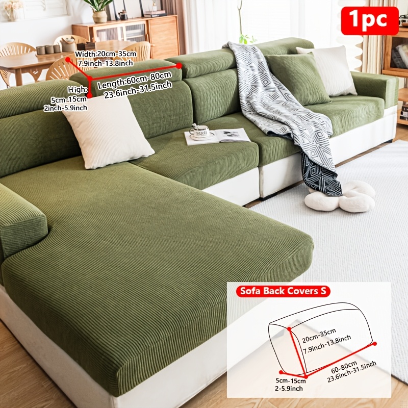 TEMU 1pc Straight Striped Solid Color Sofa Hat, Wear-resistant And Non Slip All Year Round, Pet Friendly Sofa Cushion Cover, Machine Washable Elastic