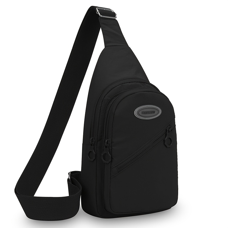 TEMU Women Solid Color Sling Chest Bag, Multi Pocket Lightweight Oxford Cloth Adjustable Strap Casual Shoulder Bag For Outdoor Travel Sports Daily ,