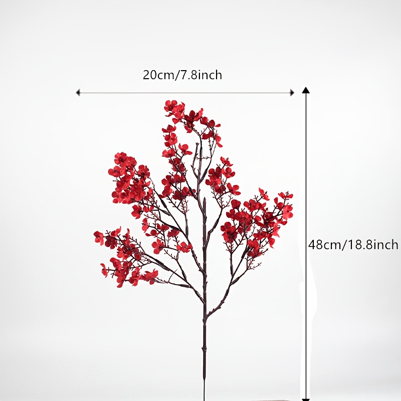 Image of 3 Bouquets Of Artificial Flowers Full Of 's Breath Red Real Touch Artificial Bouquets Of 's Breath Fake Plant Decoration Home Wedding Bouquets Flower Arrangement Party Table Decoration