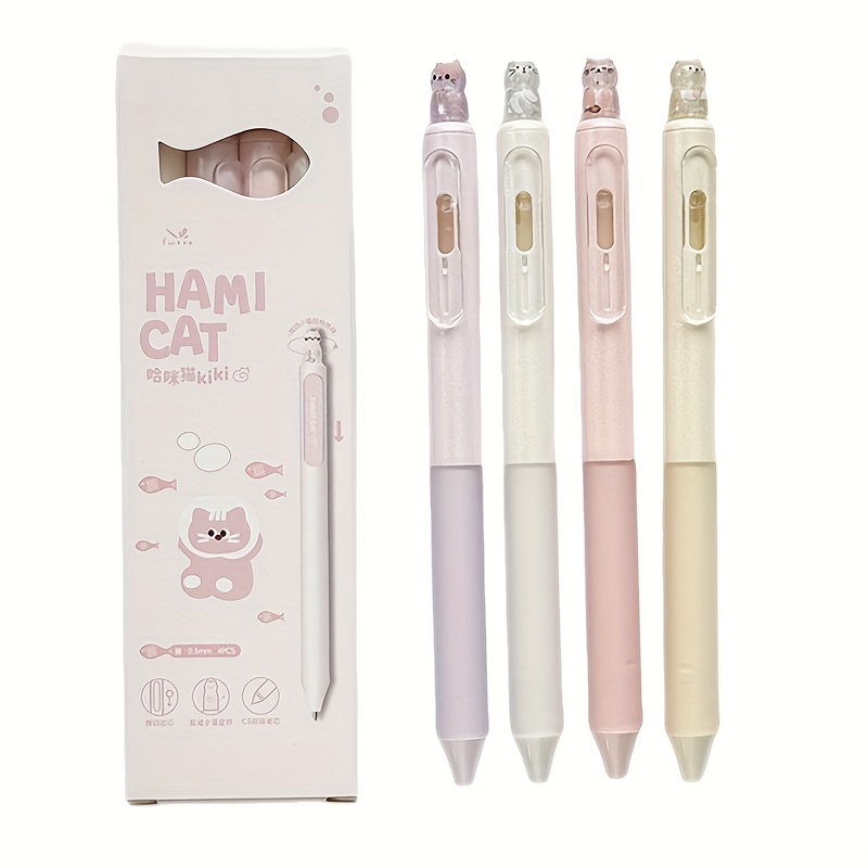 E-shop 4 Stück Kreative Katzen-Stil Gelstift 0,5 mm Schnelltrocknender Schreibstift Druckstift Bürobedarf Schwarzer Gelstift