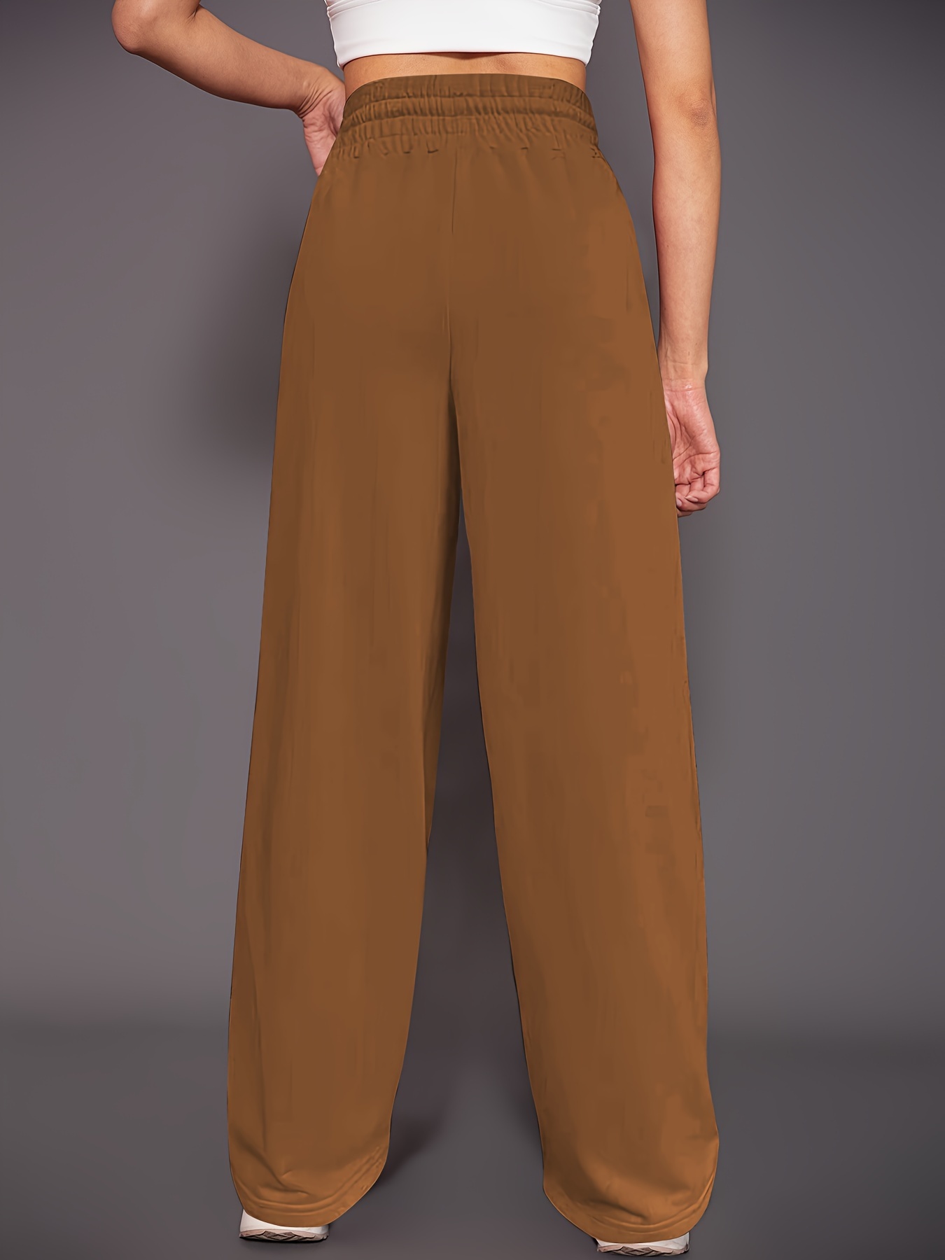 Solid Drawstring Pants Casual High Waist Wide Leg Pants Temu