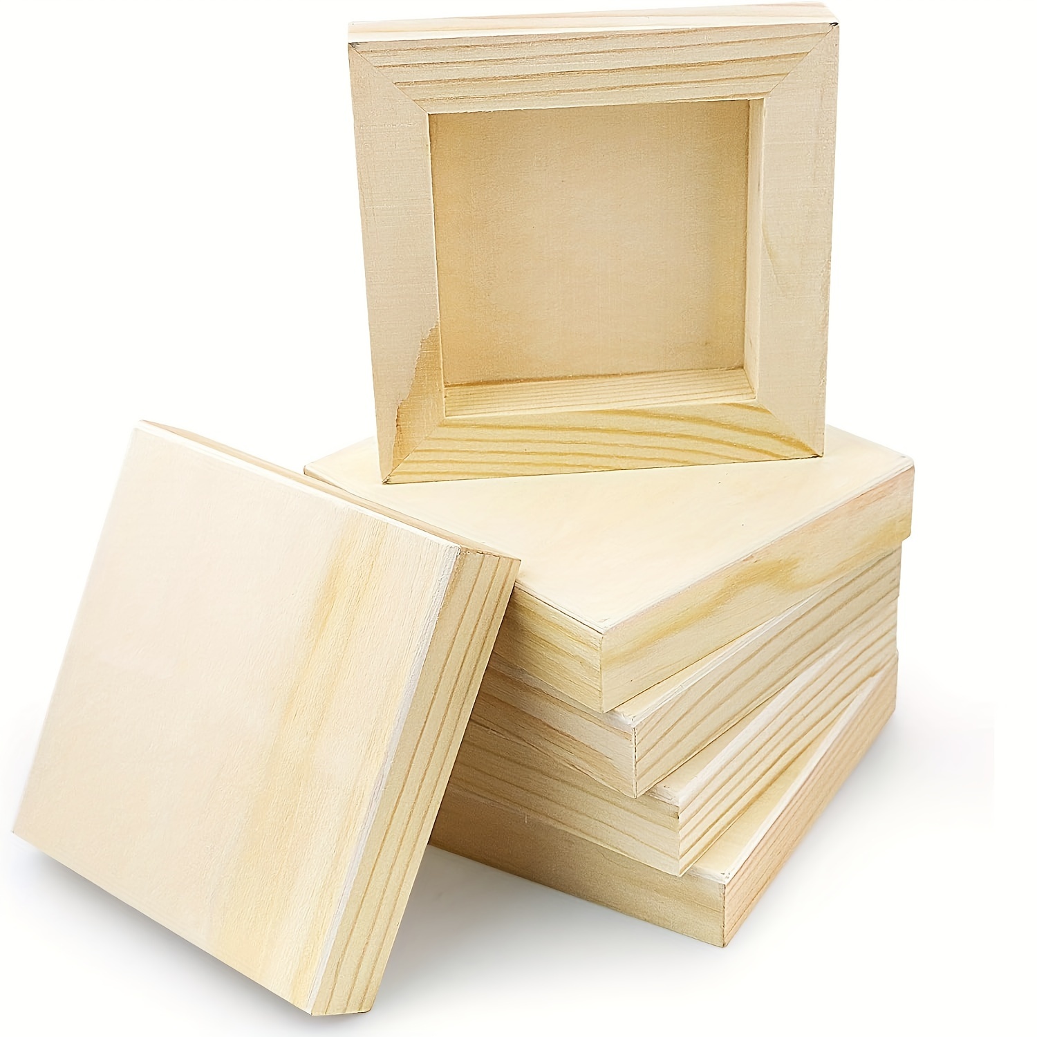 

5pcs 4x4in Wood Boards, Unfinished Wood Wooden For Crafts, Painting , Diy Art Projects, Pouring, Use , Acrylics