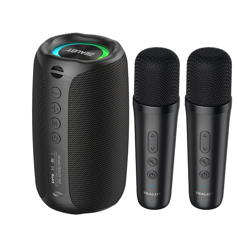 ZEALOT M2 Coluna de Som Sem Fios com Dois Microfones de Karaoke Sem Fios