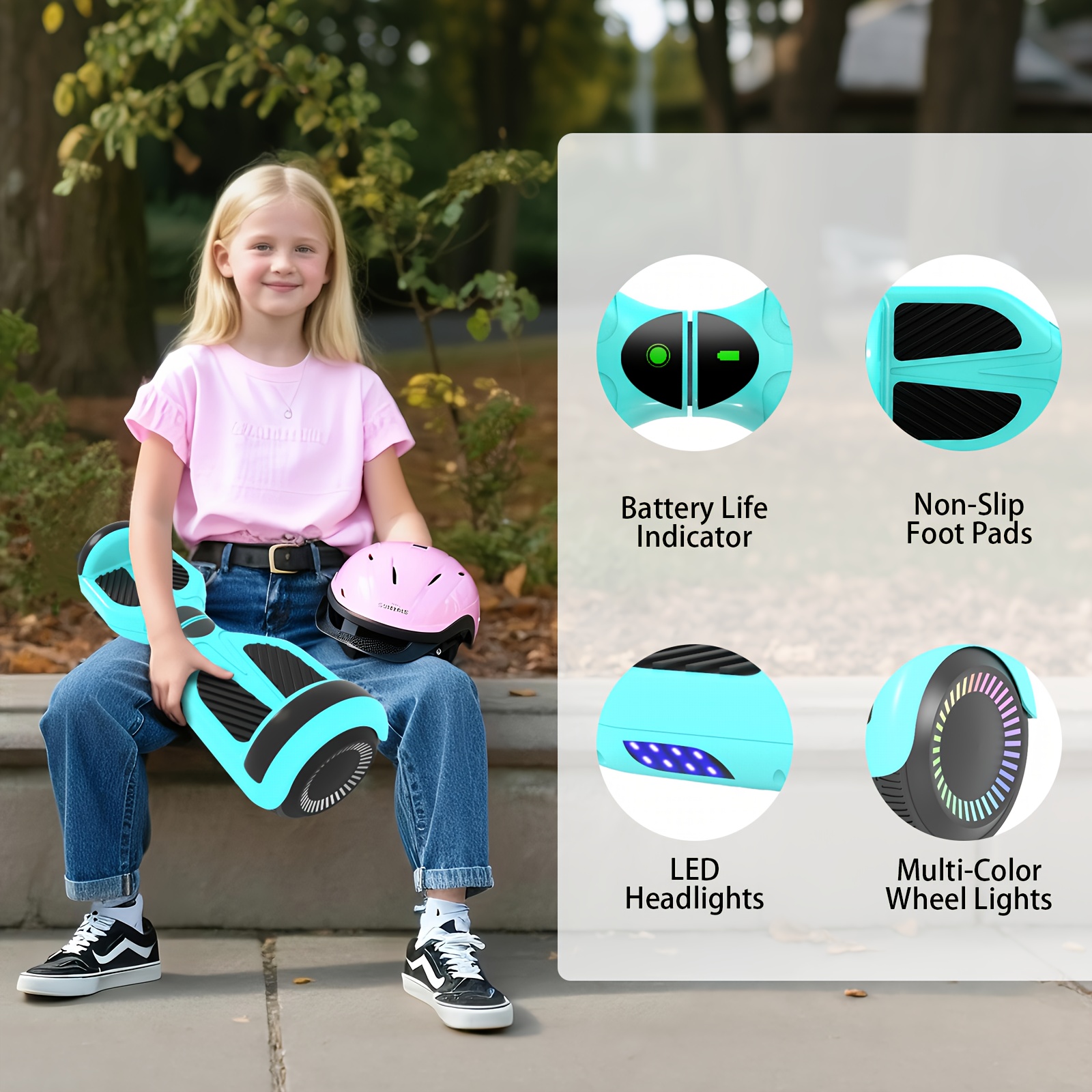 300W 7.5MPH Hoverboard for Kids, 7.5 Mile Range, 3H Charge, 6.5