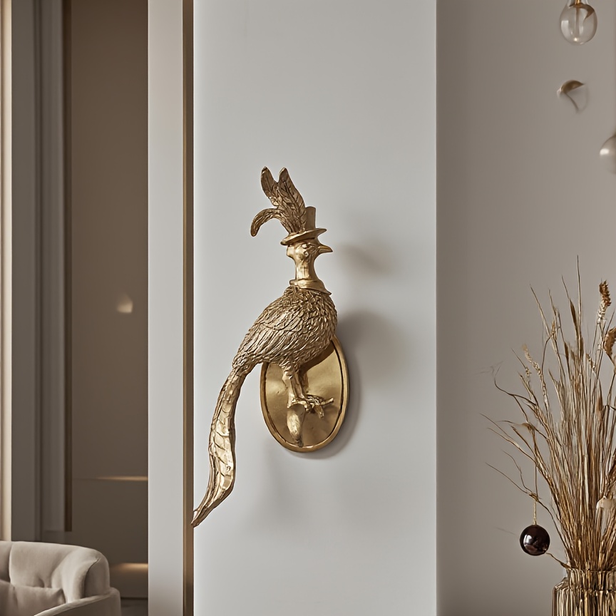 Image of 1pc Light Resin Bird Wall Hanging Ornament, Art Decor, 3d Wall Decoration For Hallway And Living Room Background Wall, Made Of Resin Material, Processed To Metallic