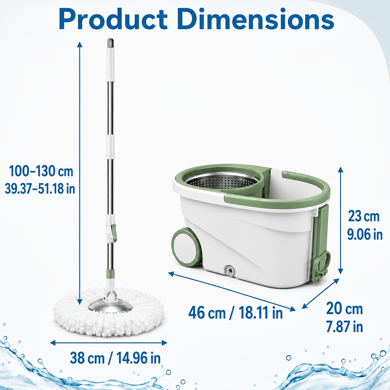 Spin Mop Bucket Set, With Washing And Dewatering Partition Design, With , Casters, And Drain, Suitable For Household Floor Cleaning