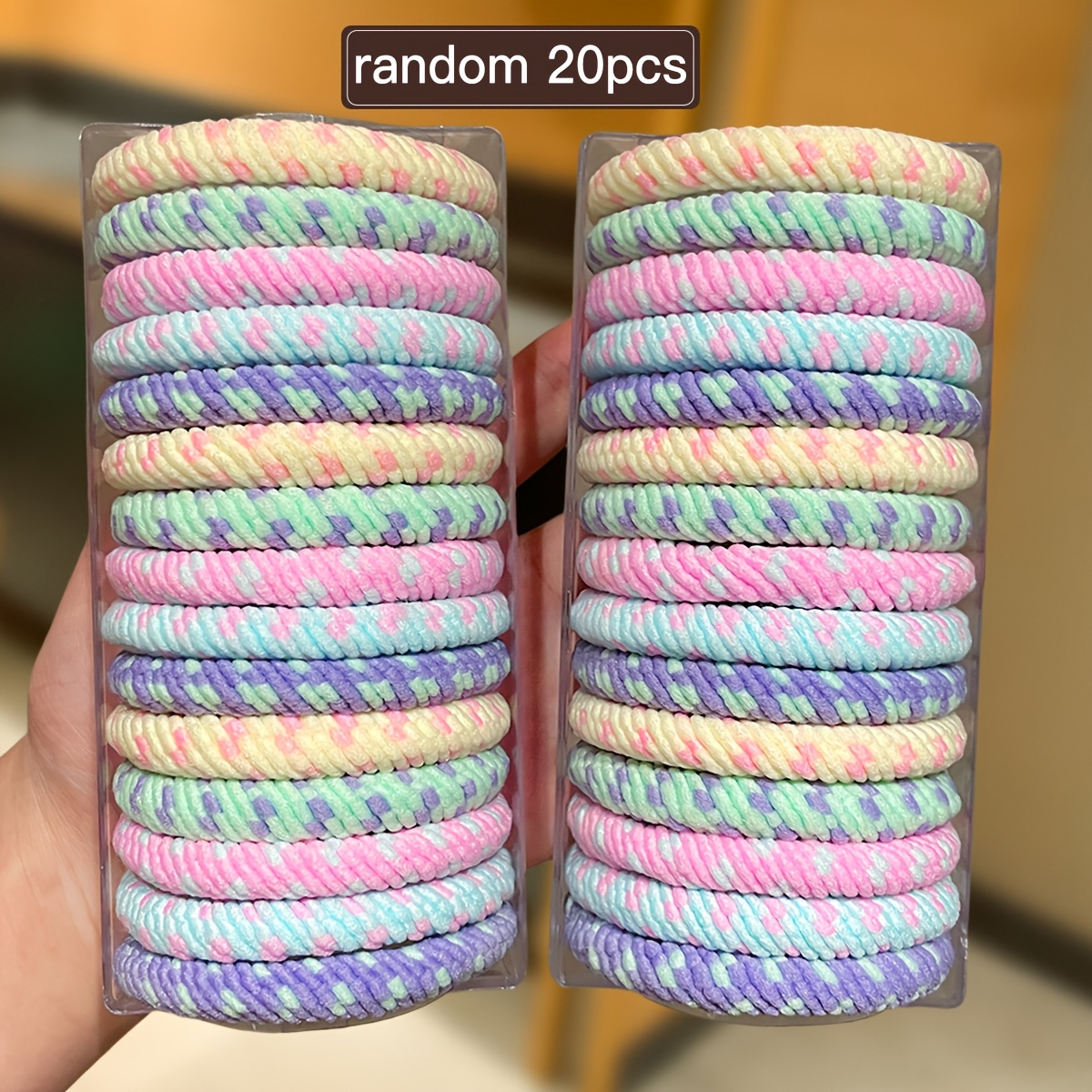 TEMU 20pcs Women's Colorful Spiral Thick Hair Loop, High Elasticity Hair String, Sweet And , Women's Hair Accessory. Daily Hairstyle Needs, Suitable