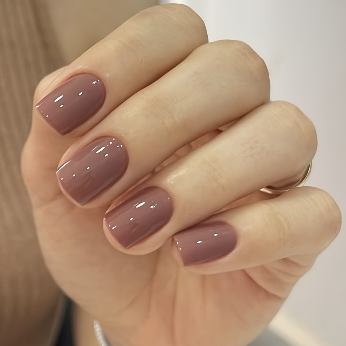 24pcs Short Nude Square Press-on Nails, With Jelly Glue Nail File, Suitable For Women ' Festive, Party, Daily Wear