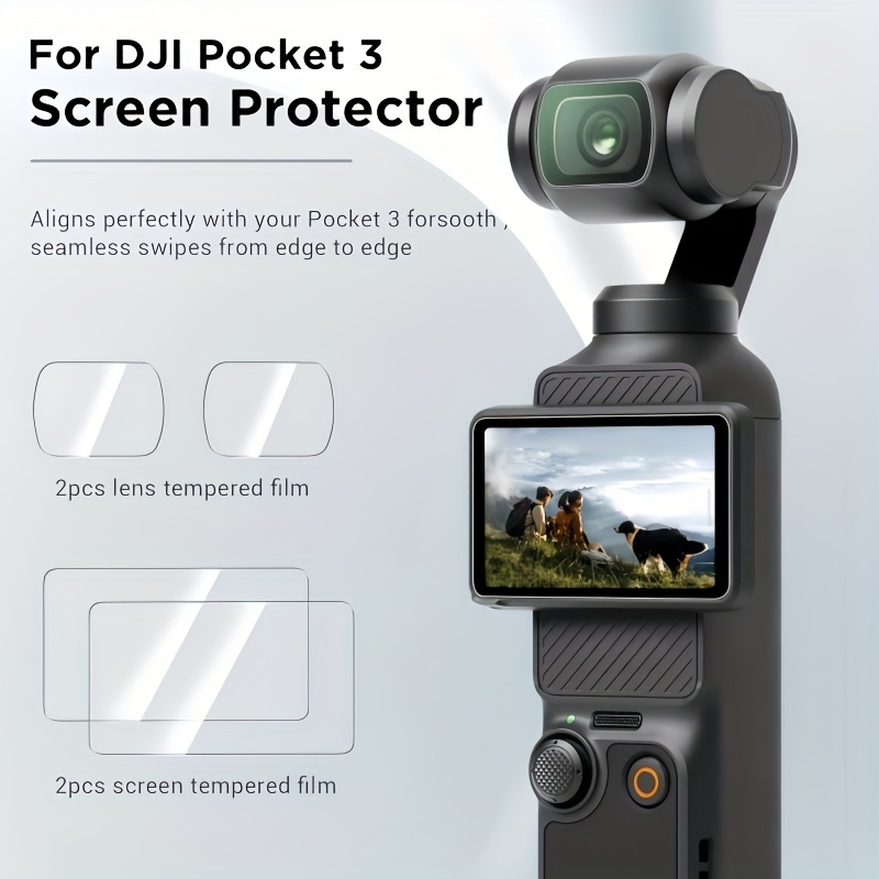 2pcs Lens Protector + 2pcs LCD Screen Protector for DJI Osmo Pocket 3, DJI Pocket 3 OP3 Tempered Glass Film Accessories, 9H Hardness, Touch Sensitive, Full Screen Protection