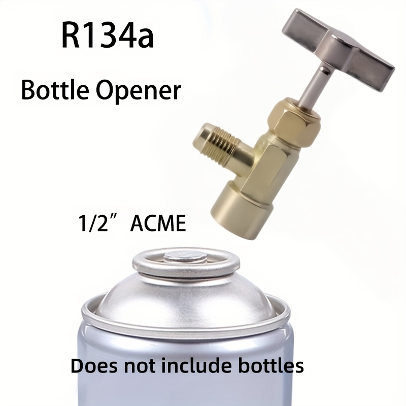 TEMU Décapsuleur de bouteille de réfrigérant R134A - Outil de climatisation réglable en métal avec poignée ergonomique, conçu pour un transfert de