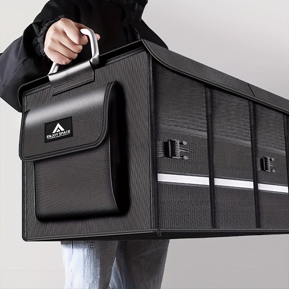 boîte de rangement pour coffre de voiture de 72l, multifonctionnelle, en tissu oxford 1680d, fond antidérapant, avec séparateurs, applicable universellement pour voiture Détails du produit 1