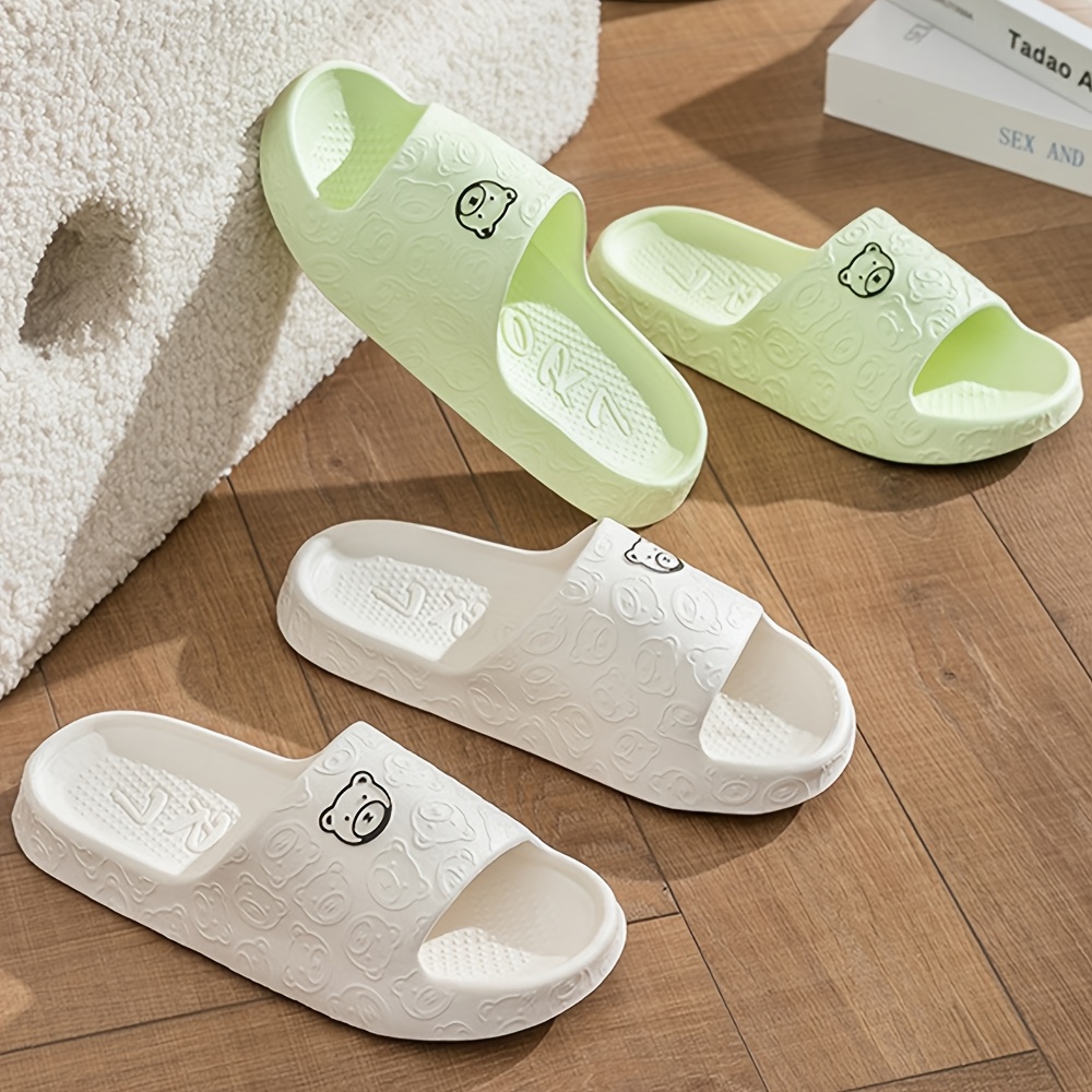 Casual EVA Slippers for Women and Men, Solid Color, Soft Sole, Non-Slip, Hand Washable, with Summer Indoor Bathroom Shower Slip-On Slides for Couples