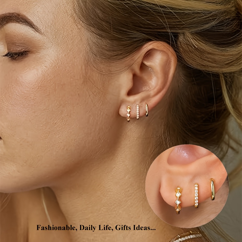 GoldDream Paar Creolen GoldDream Damen Ohrringe Tiny Zirkonia  Creole , Damen Creolen Echtgold 333er Gelbgold Gold Weiss Tiny S0w1a0ko