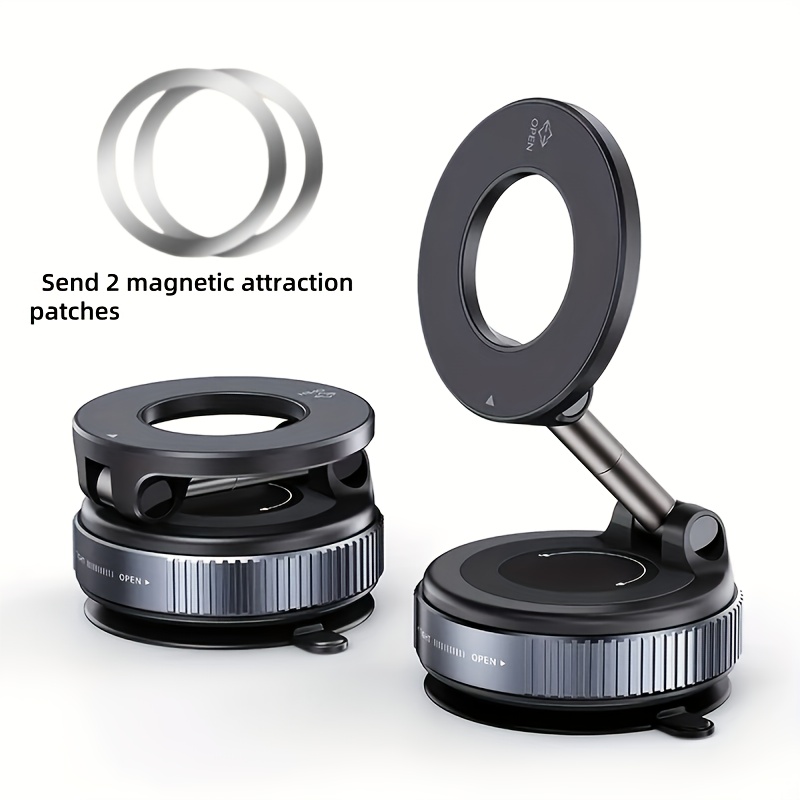 n52 magnetic phone mount with vacuum   bracket durable abs 360 rotatable and foldable design no battery needed ideal for car dashboards bathroom tiles and glass   car mounting modern phone mount durable phone holder
