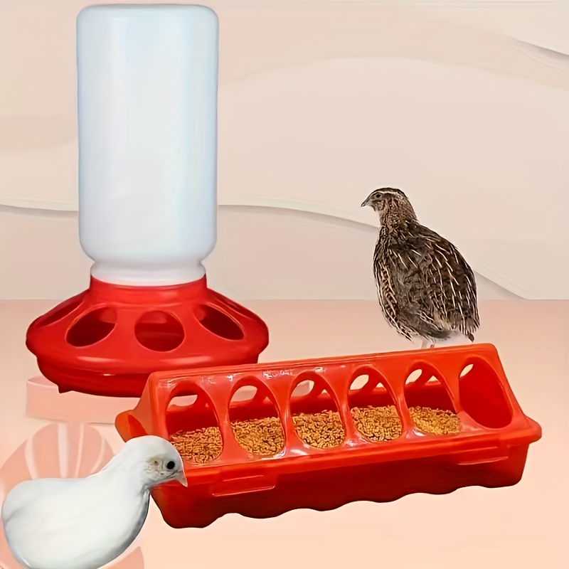 

1pc Automatic Poultry Feeder & Waterer Kit - Easy-install Chicken, Quail, And Duck Feeding System With Drinker Cups