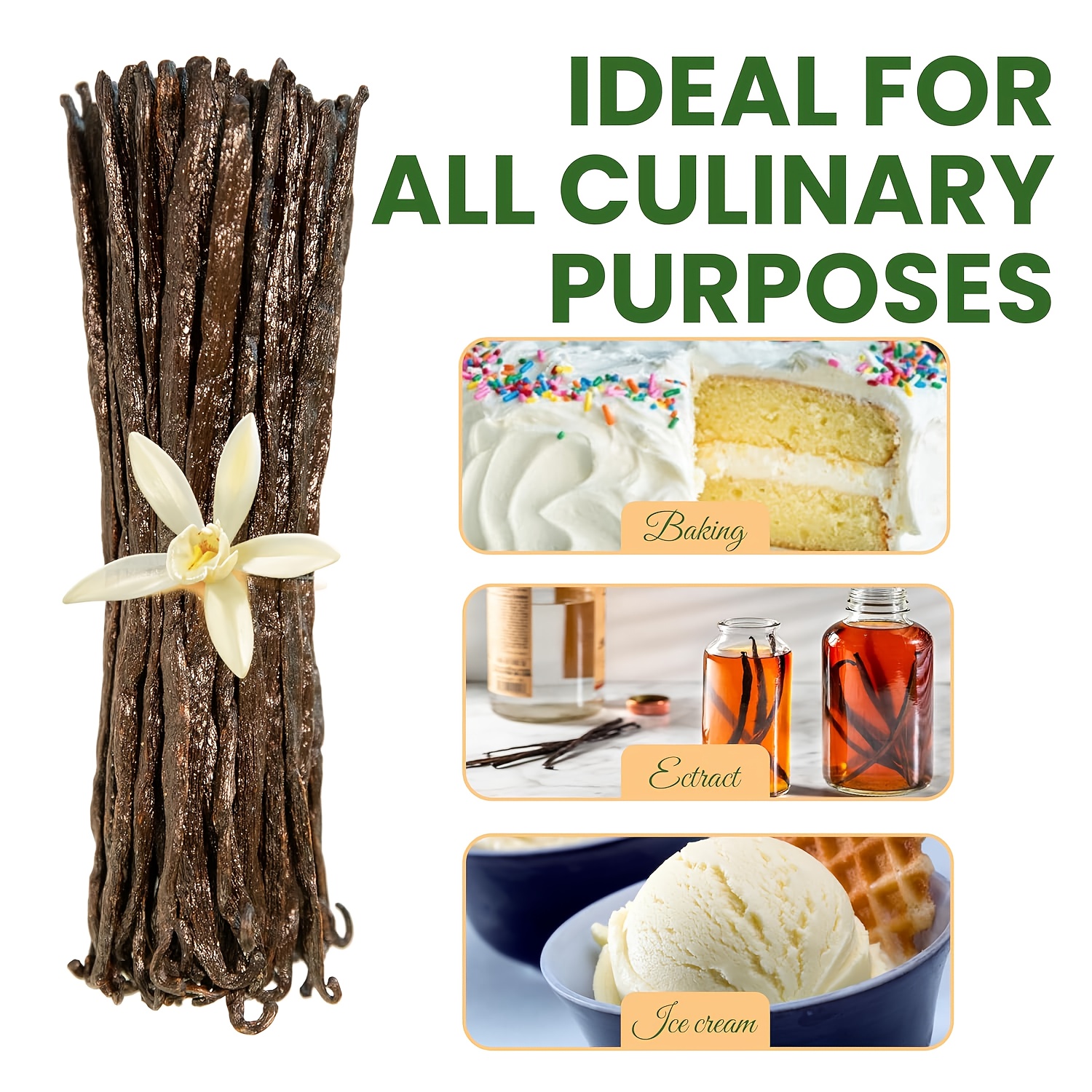25pcs of Whole Grade A Madagascar Vanilla Pods, 5 Inches Long, Perfect for Making Vanilla Extract And Baking