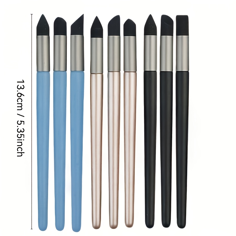 TEMU 9pcs Oil Pastel Special Blending Pens, Smudging Pens Heavy Head Transition Sponge Pens, Shading Painting Brushes, Art Blending Sponge Brushes