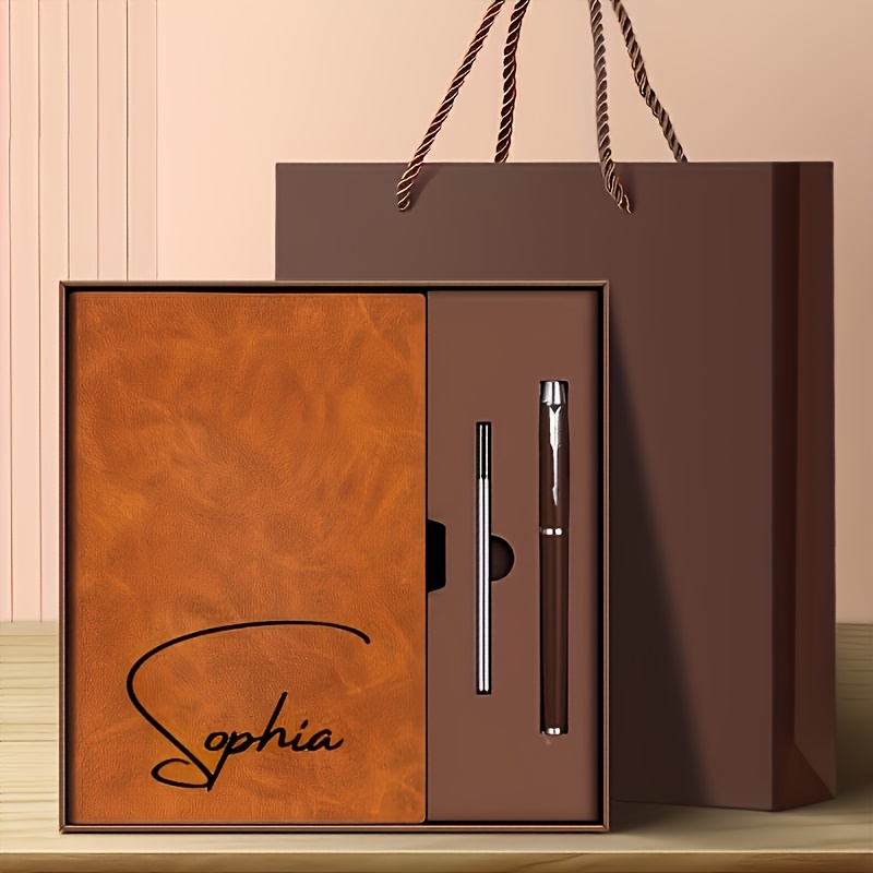 TEMU Customized Personalized A5 Notebook - Elegantly Designed With Cursive Name, Minimalist Style, Soft Faux Leather Cover, Secure Closure - An For