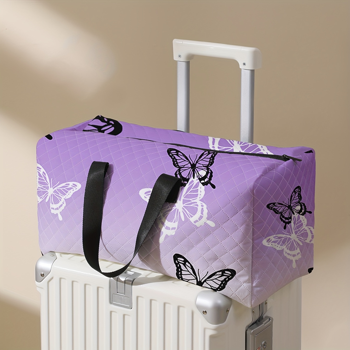 TEMU Grand sac de voyage de grande capacité avec imprimé motif papillon, idéal pour un usage comme sac de sport ou de yoga, sac de voyage de nuit