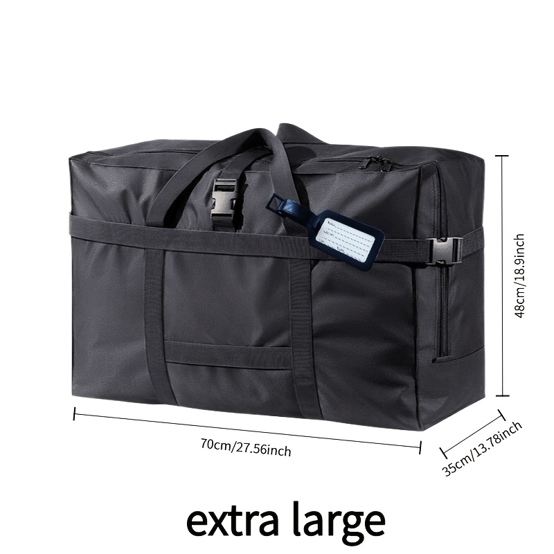 TEMU Large Foldable Oxford Cloth Travel Duffel Bag- Expandable Storage Bag For Moving, Airplane , Portable Handbag With Reinforced Handles- Durable