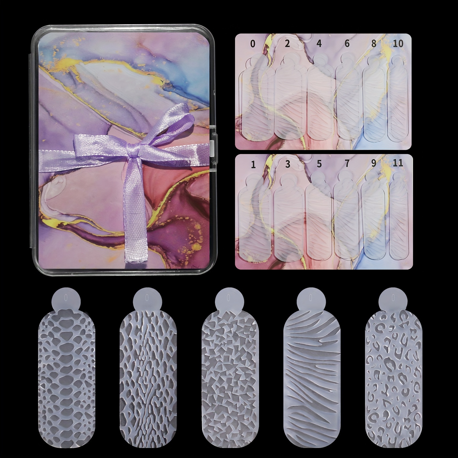 

60pcs 3d Silicone Stamping Molds For Nail Art, Reusable Double-sided Embossed Nail Mold Set, Touchable Silicone Molds For Creating Raised Designs On Nails, Universal Nail Art Tools