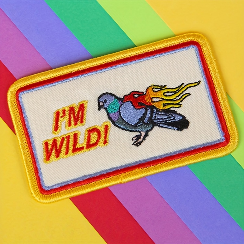 Image of 1pc "!" Embroidered Iron-on/sewing Patch - Vibrant Mixed Colors With Text & Flying , Accessories For Jackets, Bags, Hats, Jacket Enhancement, Patch, Embroidered Detailing