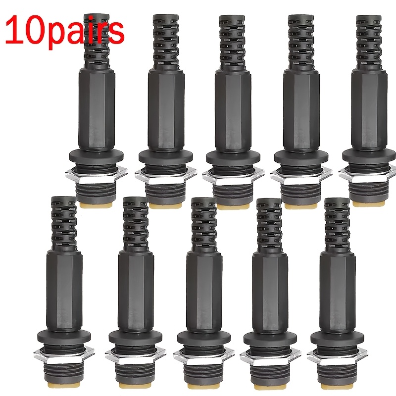 TEMU 20 stuks (10 stuks) 12V 3A 5.5X2.1mm stekkers en female jack connectoren met schroefmoer voor paneelmontage, geschikt voor auto luidspreker