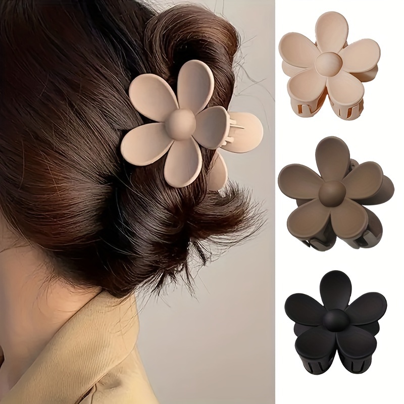 

3pcs Set Elegant Floral Hair Claw Clips For Women - Matte , Non-slip Ponytail Holders, Perfect Gift Idea, , Plastic, Daily Use