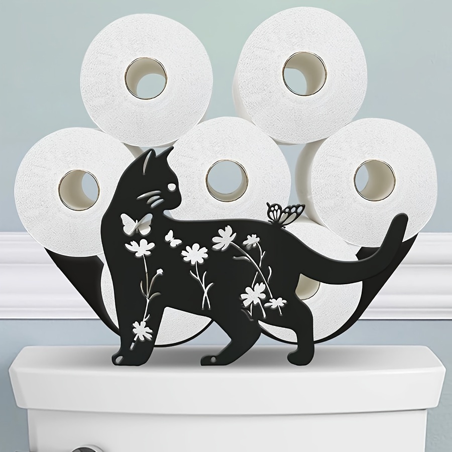 

Two-sided Kitten Toilet Paper Holder: Adorable Animal Iron Decorative Home Organizer, Holds Extra 8 Rolls For Bathroom, Washroom, Or Storage Shelf , Christmas Decorations