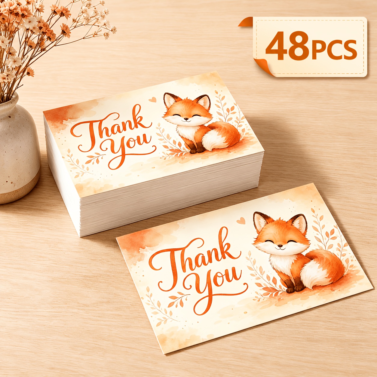 TEMU Lot de 48 cartes de remerciement 9x5,4 cm, cartes à message vierges à motif animal, cartes de vœux, cartes pour fournitures d'emballage cadeau,