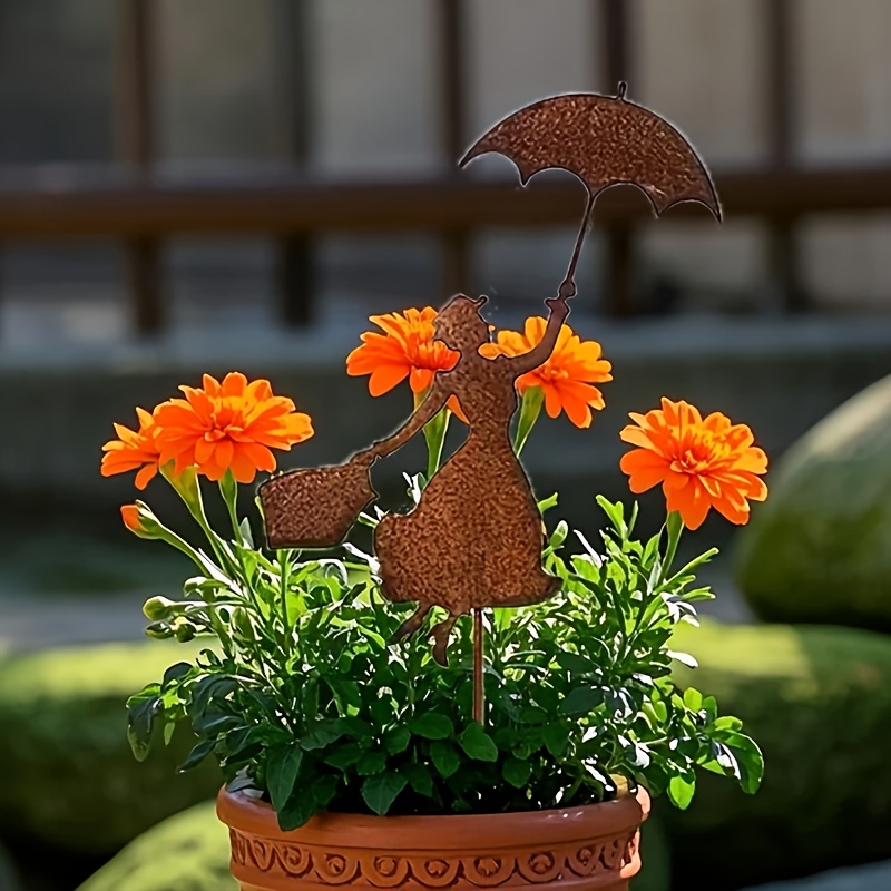 rustic   garden sign with     freestanding outdoor lawn decor for flower beds pots yard art durable metal home garden decoration patio decorations outside farmhouse style farmhouse style homes