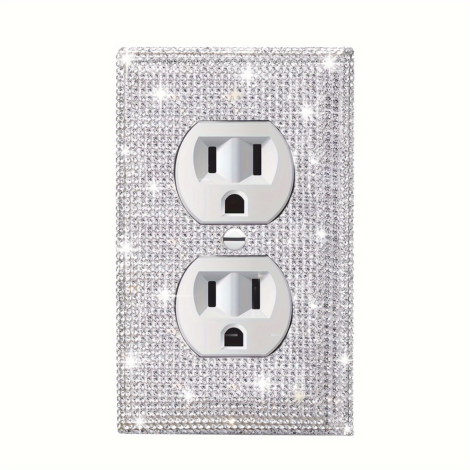 

1/6pc Sparkling 2-gang Toggle Switch Plate Cover - Decorative Plate For Light Switch Or Outlet - Silvery Bling Design Light Switch Cover, , Wall Panel, Decorative Wall Panel, Single Toggle Switch