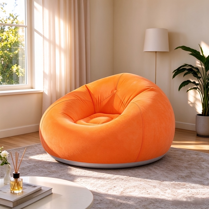 TEMU 1pc Large Size Lazy Air Sofa Chair, Pvc Bean Bag Sofa, Suitable For Indoor And Outdoor Seating