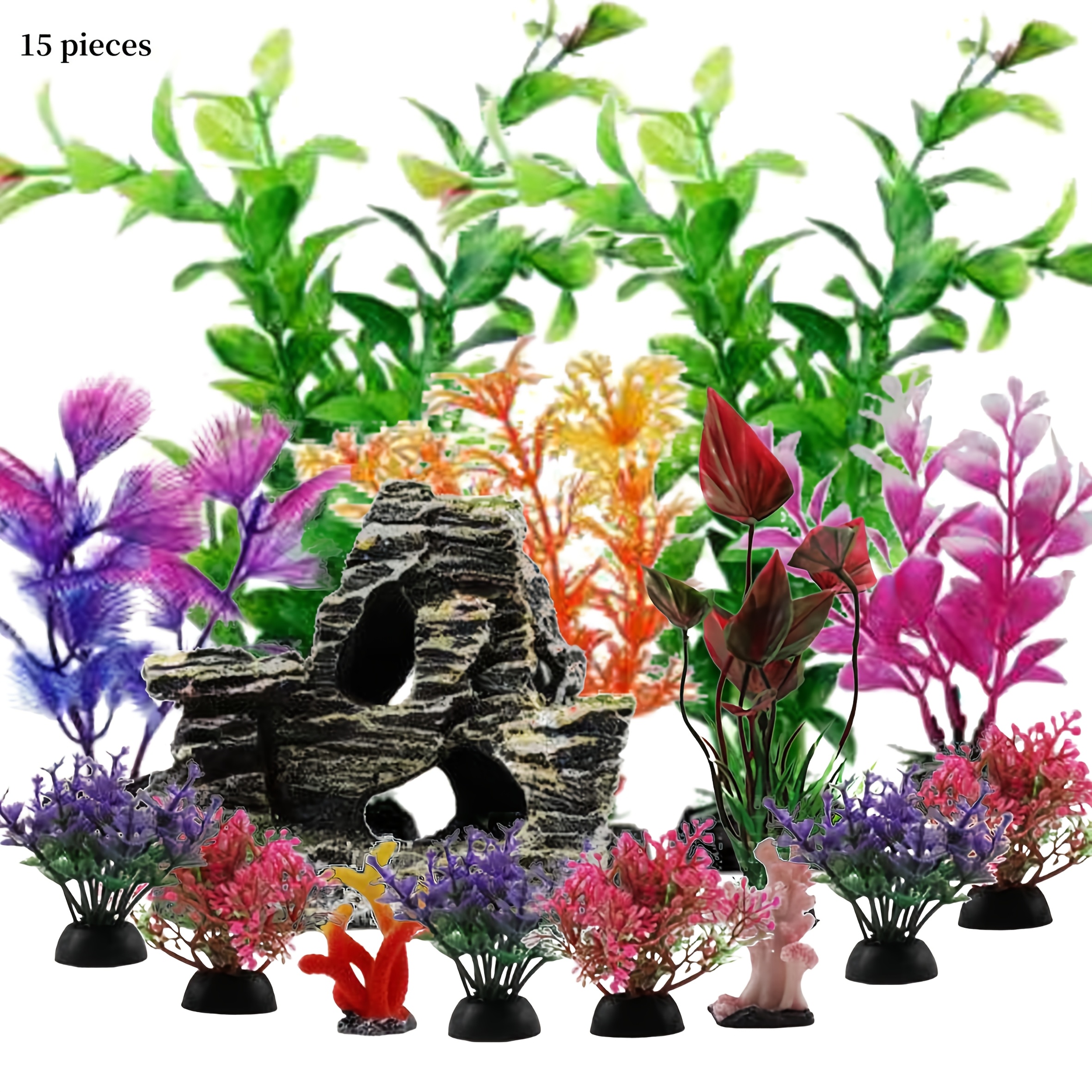 Piante Finte Acquario 16 Pezzi | Decorazioni Plastiche Sicure | Altezze 4-22cm | Senza Manutenzione - Foto 11