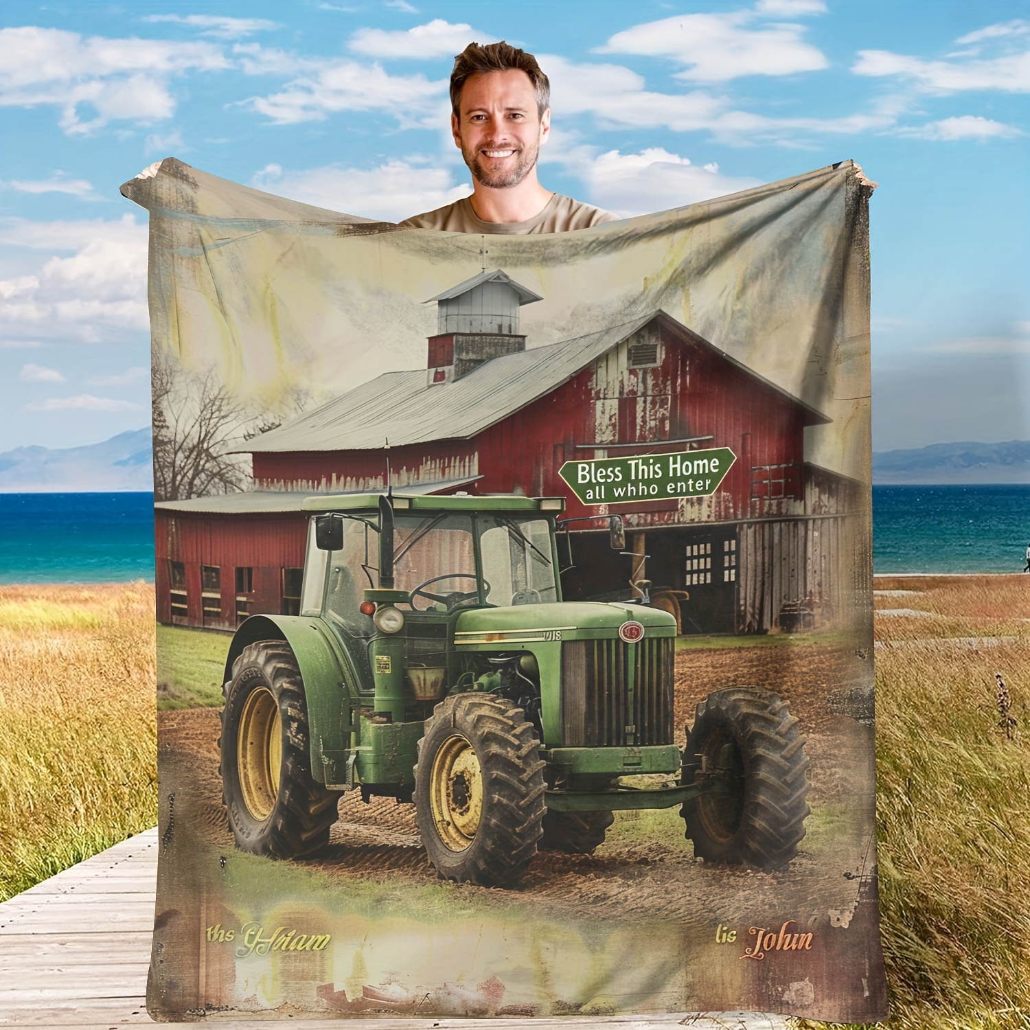 

Vintage Tractor Pattern Throw Blanket: A Soft And Cozy Gift For Any Occasion