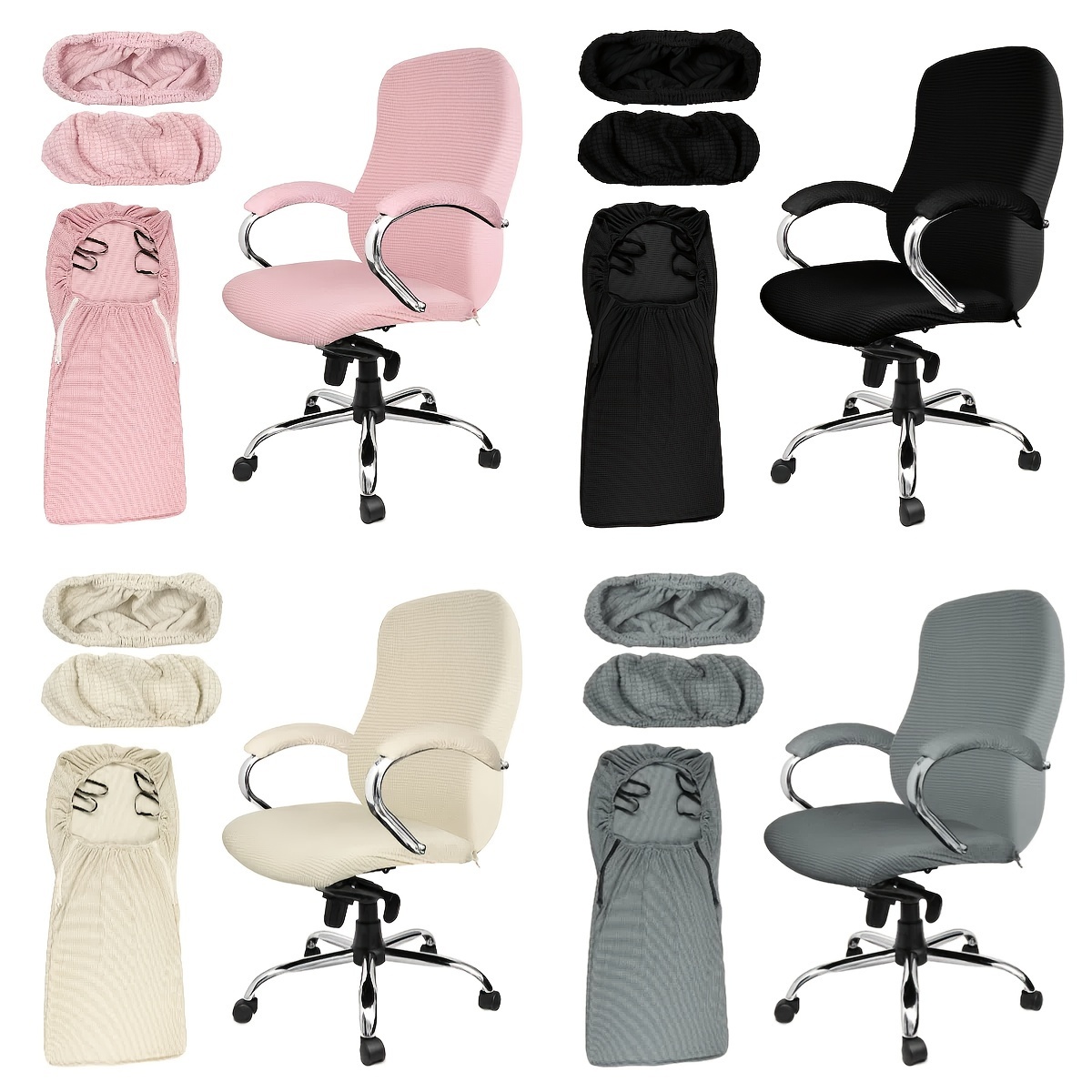 

3pcs Chair Cover Set With 1 Chair Cover And 2 Armrest Covers, Universal Polyester Office Chair Slipcovers, Detachable And Washable Chair Protectors