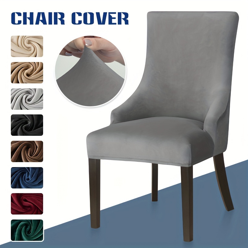 

1pc Non-slip Velvet Dining Chair Slipcover - Your Furniture And Add To