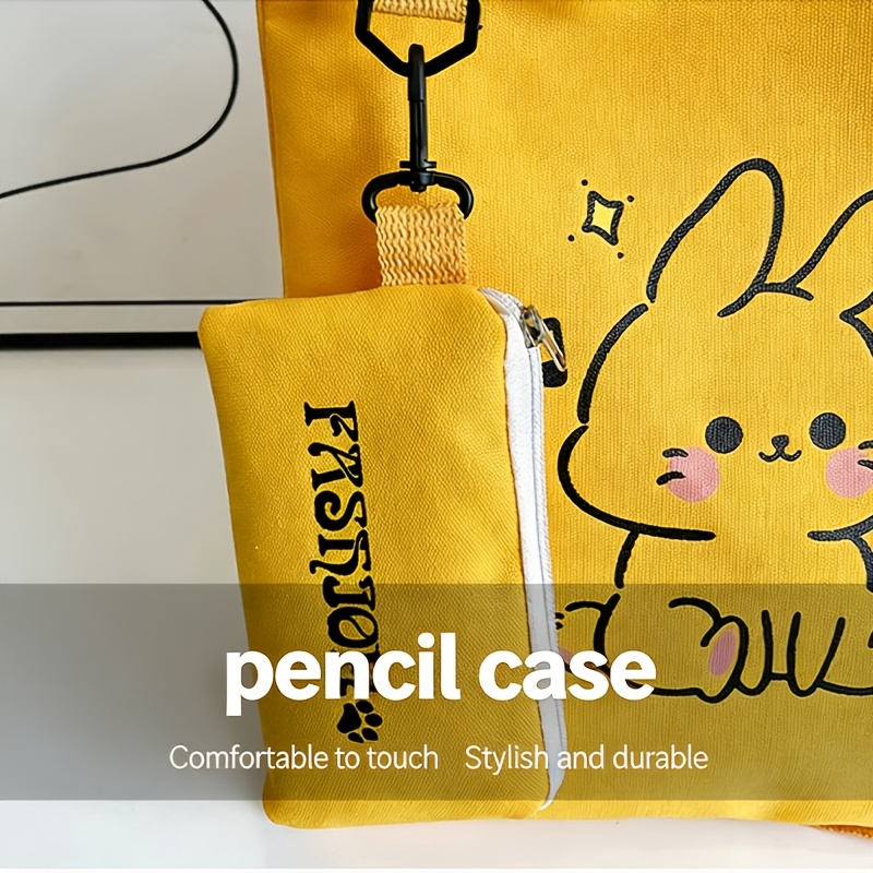 Große Schultertasche mit blauem Denim-Hasenmuster und passendem Mini-Etui, lässige Handtasche für Studenten_voghion.com