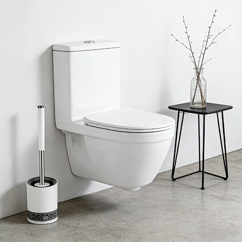 TEMU Soft Bristle Toilet Brush Bracket Set, Round Bathroom Toilet Cleaning Brush, Deep Cleaning Toilet Brush, Sturdy Long Handle, Quick-drying Toilet