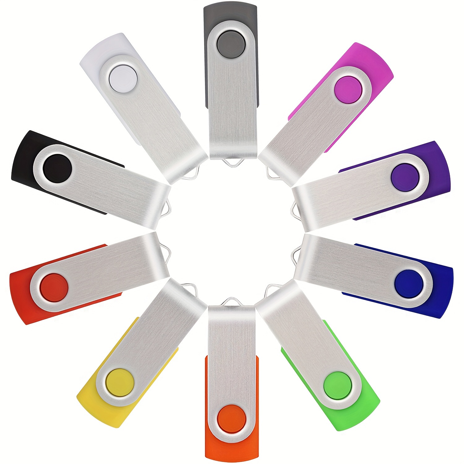 

Lot De 10 Clés USB 64 Go/32 Go/16 Go/8 Go/4 Go, Multicolores, Design Pivotant Avec Voyant LED, Pack En Vrac De Clés USB 2.0, Pour Ordinateurs, Stockage De Données Et Sauvegarde (10 Pièces, Coloré)