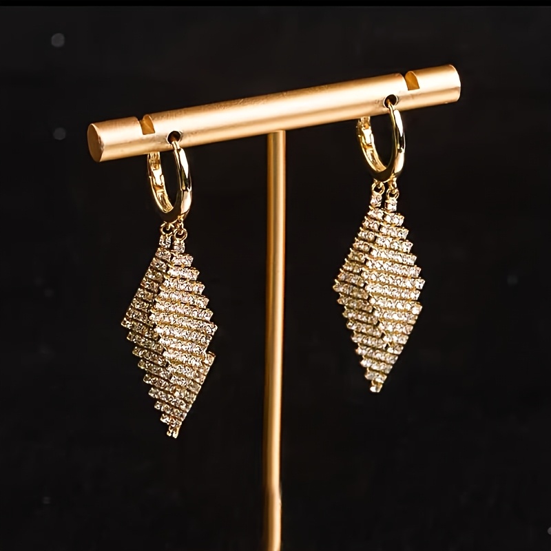 Fashionable Light Luxury Geometric Double Rhombus Ear , Personalized, Exquisite, Versatile, Earrings