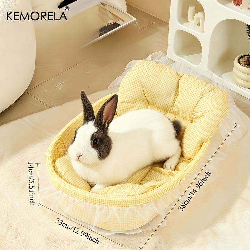 TEMU Kemorela Soft Cute Bunny Princess Nest | Lace Fluffy Rabbit Bed | Cozy Small Animal Bed - Ideal For Bunnies, Guinea Pigs, Hamsters - Warm,
