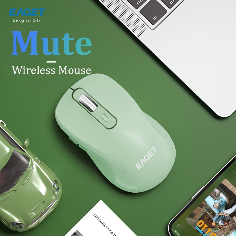 

Eaget 2.4ghz Rechargeable Wireless Mouse, Ultra-thin, Portable & Quiet With 3-speed Adjustment And 6 Keys, Frosted Non-slip Finish, Comfort Grip, For Home/office Use, Available In Black, Pink, Green