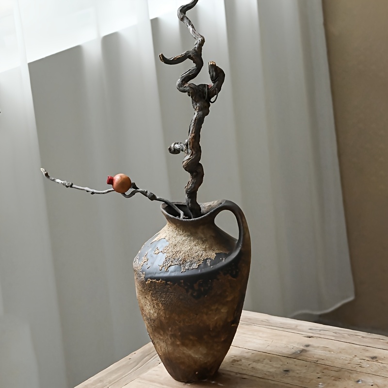 Charming Country-Style Vase - Handle Design, Perfect for Living Room, Entryway, and Kitchen Decor | Ideal for Halloween, Christmas, New Year, and Everyday Elegance