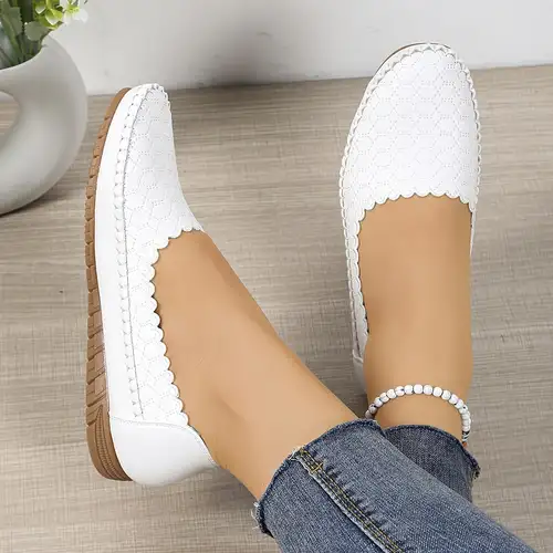 comfortable women's white dress shoes Women`s Alba Wide Width Shoe 8.5 / White breathable canvas Can You Wear White Shoes