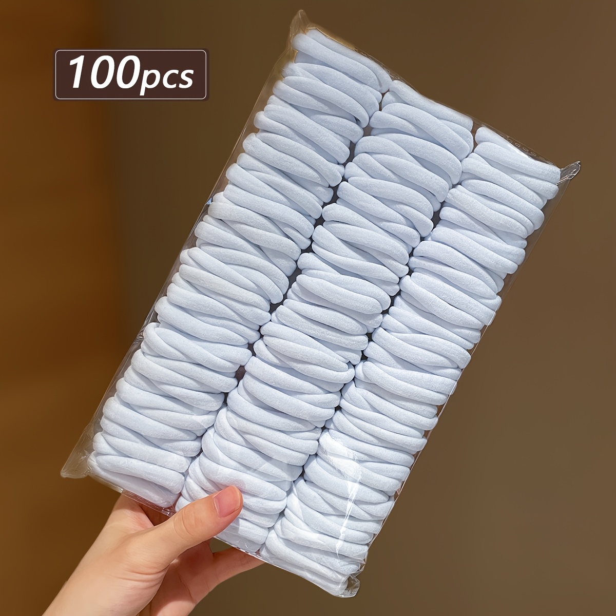 TEMU 100 Stück weiße Haargummis, Low Volume, dicke Haargummis, Pferdeschwanz, einfache Haargummis, geeignet für verschiedene Anlässe