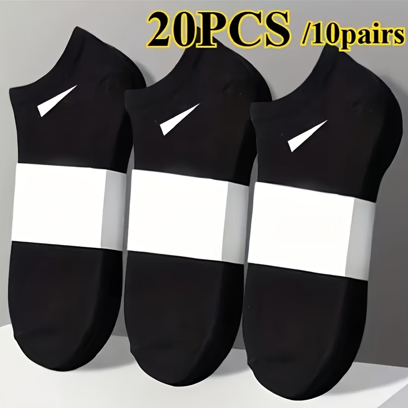 TEMU 20 pièces/10 paires (lot double de 10 paires) Chaussettes invisibles basses unisexes pour homme et femme, chaussettes de sport respirantes et