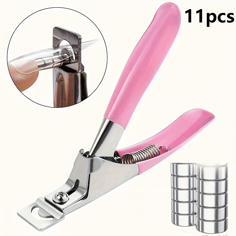 E-shop 11-teiliges Set professioneller Nagelknipser – Hochwertige U-förmige Edelstahl-Kunstnagelknipser mit Klingen ergonomischem Griff, geeignet für
